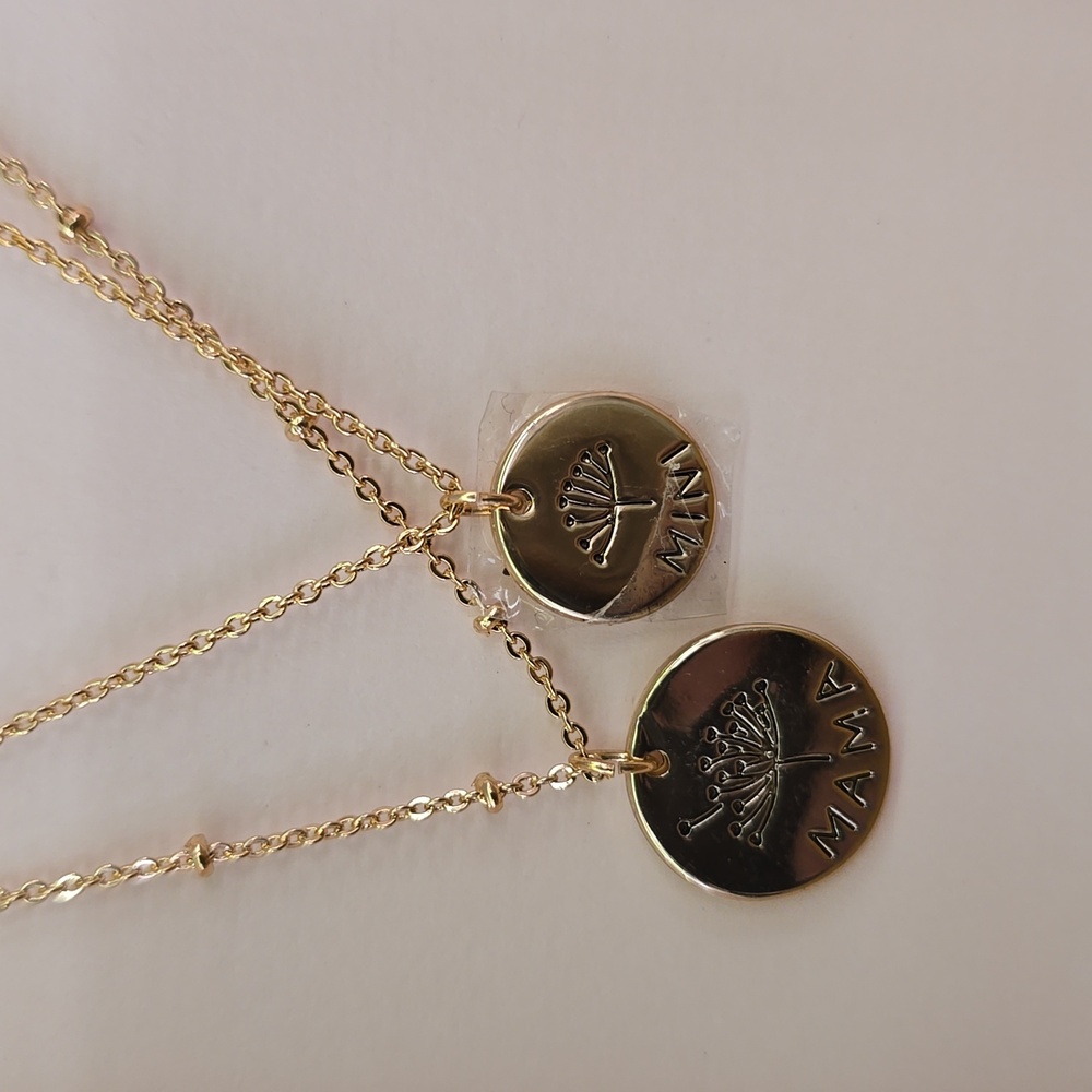 LC Lauren Conrad Gold "Mama & Mini" Matching Necklace| 16" With 2" Extender - Picture 3 of 5